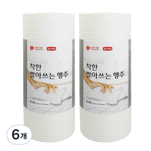롯데이라이프 착한 빨아쓰는 행주, 80개입, 6개