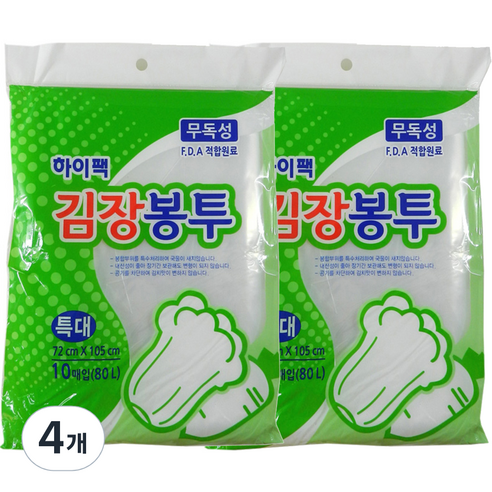 하이팩 김장봉투 특대 80L, 특대형(약20포기), 4개