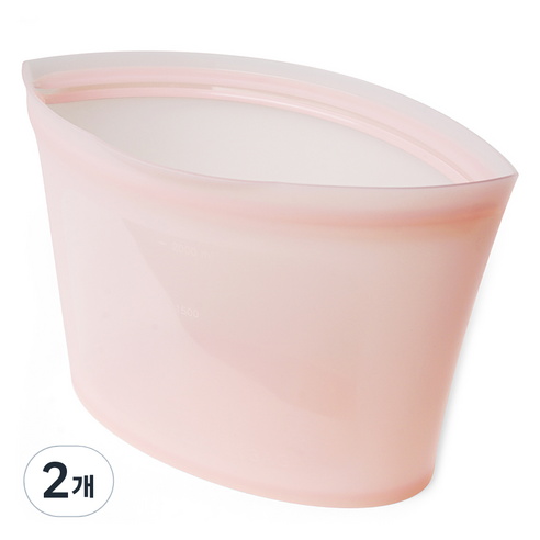 실리가든 실리콘 지퍼백 중형 1000ml, 로즈핑크, 2개