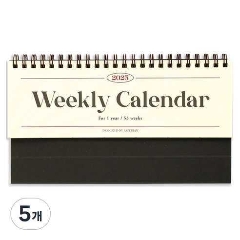 페이퍼리안 2025년 리마인드 위클리 데스크 캘린더, 투명, 5개