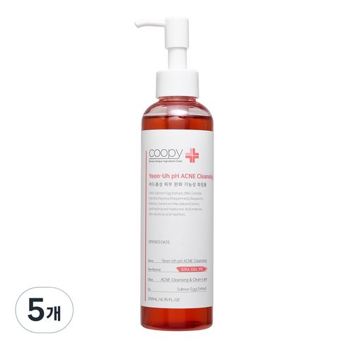 쿠피 연어 PH 아크네 클렌징 젤, 200ml, 5개