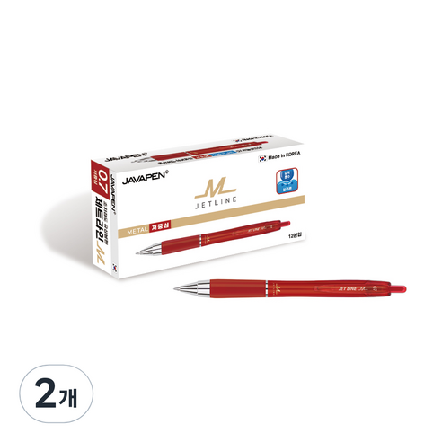 자바펜 제트라인M 저중심 볼펜 0.7mm 12p, 레드, 2개