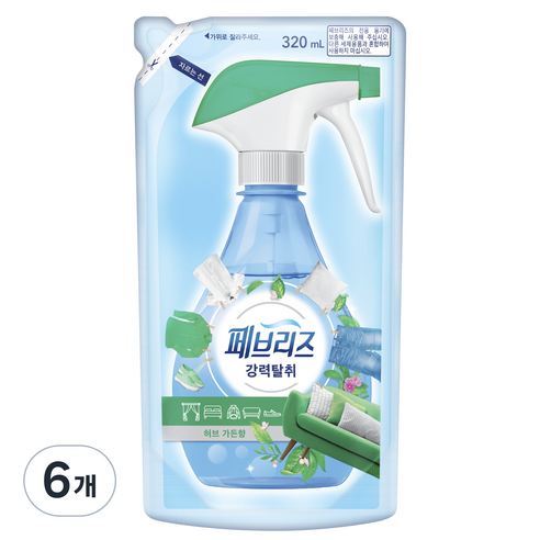페브리즈 섬유탈취제 보충형, 320ml, 6개, 허브 가든향
