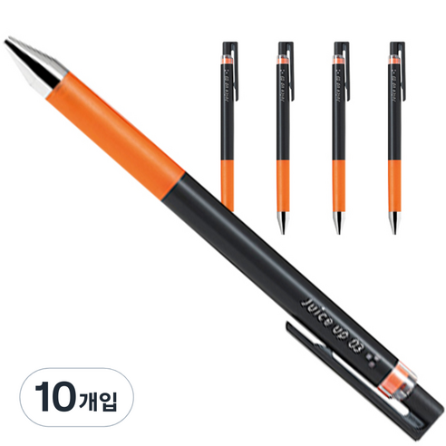 파이롯트 쥬스업 젤잉크 중성 노크펜 0.3mm, 오렌지, 10개입