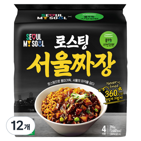 풀무원자연건면 로스팅 서울 짜장 99g, 12개