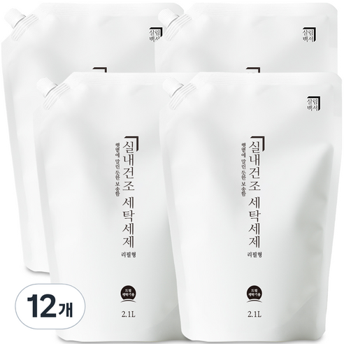 살림백서 실내건조 세탁세제 드럼용 리필, 2.1L, 12개