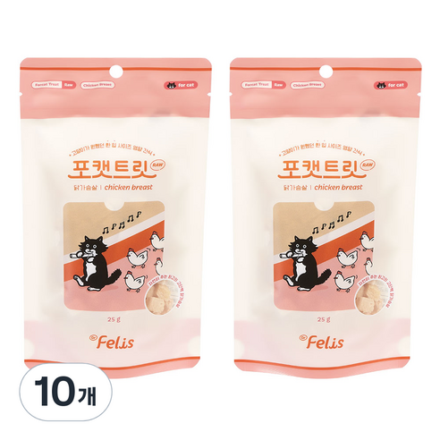 닥터펠리스 고양이 포캣트릿 RAW 건조간식, 닭가슴살, 25g, 10개