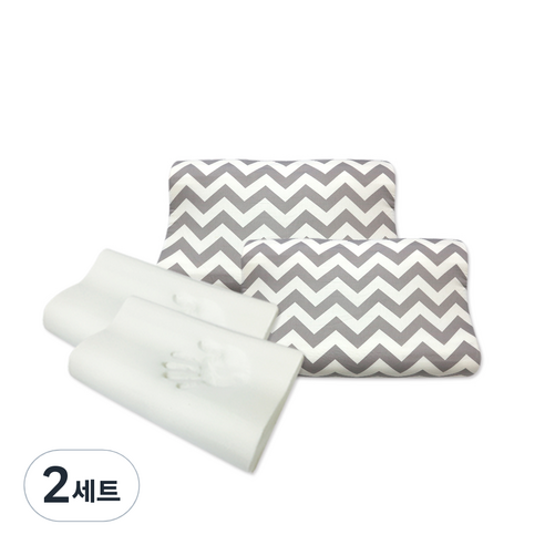 리브맘 고밀도 메모리폼 베개 2p + 커버 2p, 커버(지그재그 그레이), 2세트