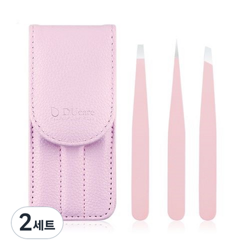 두케어 족집게 전문가용 3종 세트, 핑크, 2세트