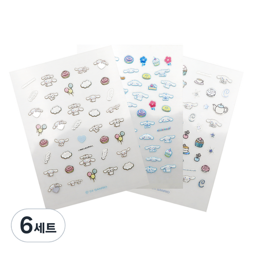 산리오 시나모롤 네일스티커 3종 세트, 6세트, 혼합색상