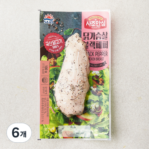 사조안심닭가슴살블랙페퍼, 100g, 1개입, 6개