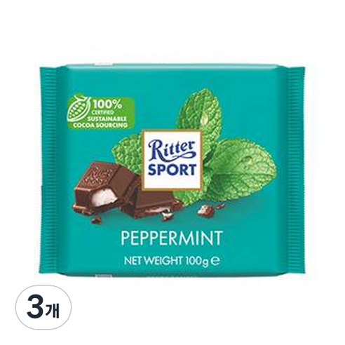 리터스포트 페퍼민트 초콜릿, 100g, 3개