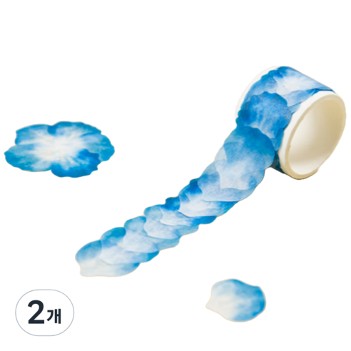 푸트로랩 콜라주 꽃잎 쌓인 테이프 30 x 30 mm 80p, 파란색, 2개