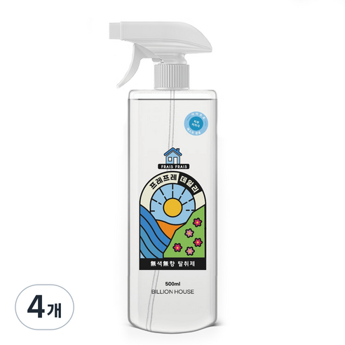 프레프레 데일리 무색 무향 실내 탈취제, 500ml, 4개