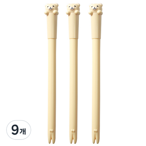 큐티베어 젤펜 0.5mm, 베이지, 9개