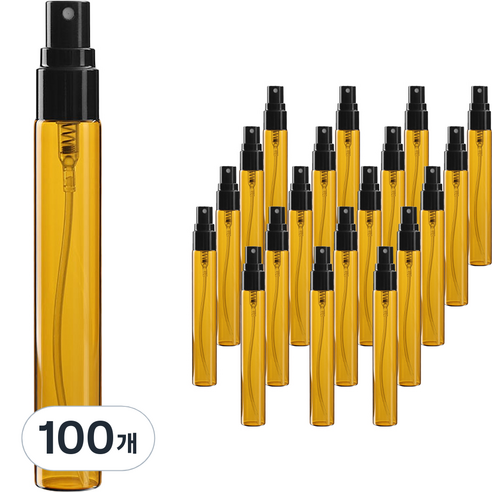 알루미늄캡 스프레이 용기 10ml, 100개, 브라운(용기) + 블랙(캡)