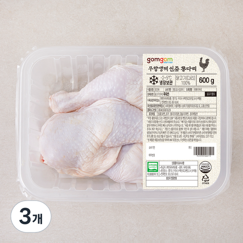곰곰 무항생제 인증 통다리 (냉장), 600g, 3개