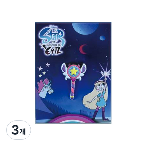 디즈니 프린세스 스타의 모험일기 요술봉 뱃지, 3개, 1개입