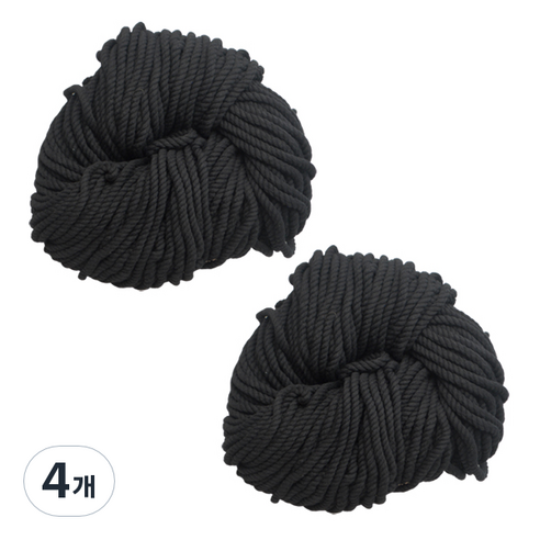 태광 마크라메 실 60합 4mm 4p, 13 블랙, 4개