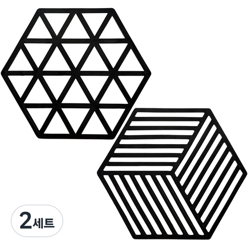 생활공식 모던 실리콘 냄비받침 2종 세트, 블랙, 2세트