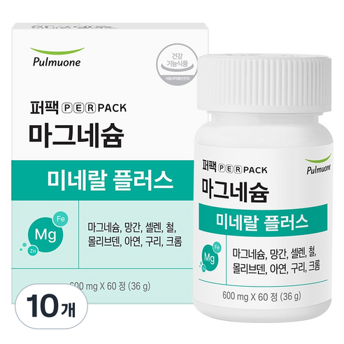 퍼팩 풀무원 마그네슘 미네랄 플러스 36g, 10개, 60정