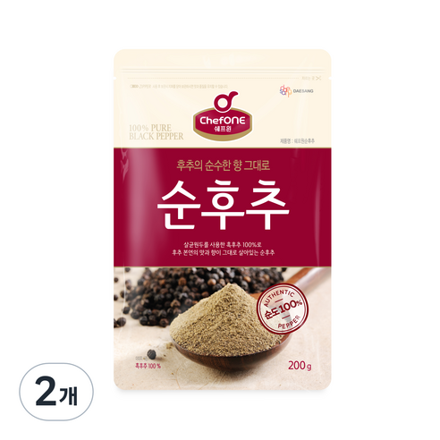 대상 쉐프원 순후추, 2개, 200g