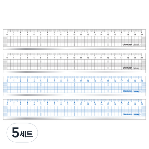 미소로 1500 컷팅 방안자 2종 x 2p 세트 20cm 2166, 검정, 파랑, 5세트