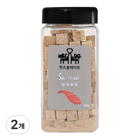 펫츠플레이트 반려동물 연어트릿 동결건조간식, 연어맛, 60g, 2개