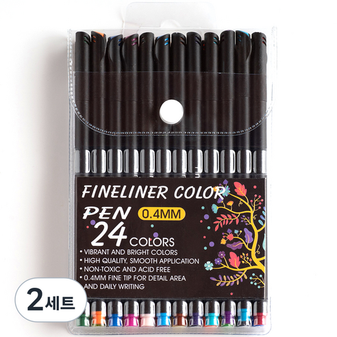 수채화 마커펜 0.4mm 세트, 24색, 2세트