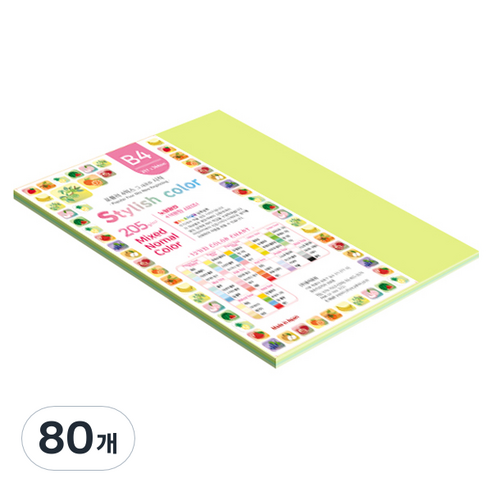 종이문화 SN 스타일리쉬 노멀 두꺼운 혼합색지 205g 05 Green Tone, 80개, B4