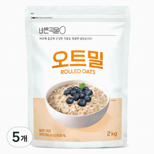 바른곡물 오트밀, 2kg, 5개