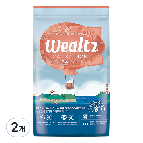 웰츠 캣 연어 고양이 사료, 닭, 2.1kg, 2개