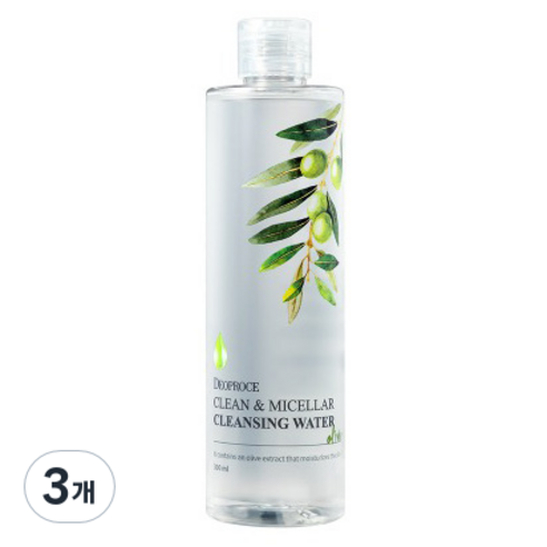 디오프러스 클린 앤 미셀라 클렌징 워터 올리브, 300ml, 3개