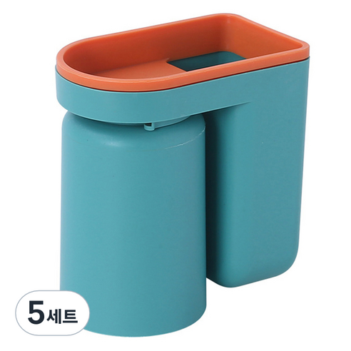 무타공 벽걸이 칫솔꽂이 양치컵, 그린, 5세트