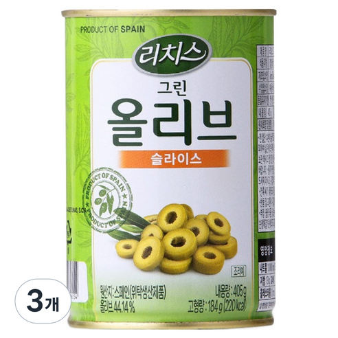 리치스 그린 올리브 슬라이스, 405g, 3개
