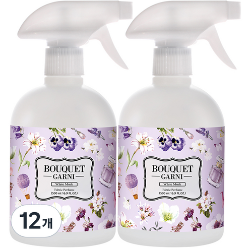 부케가르니 섬유탈취제 화이트 머스크, 500ml, 12개