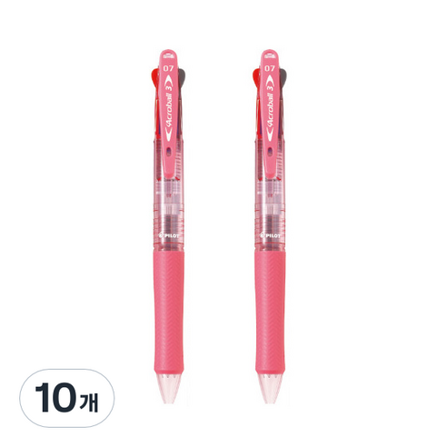 아크로볼 파이롯트 3색 볼펜 0.7mm, 클리어 소프트 핑크, 10개