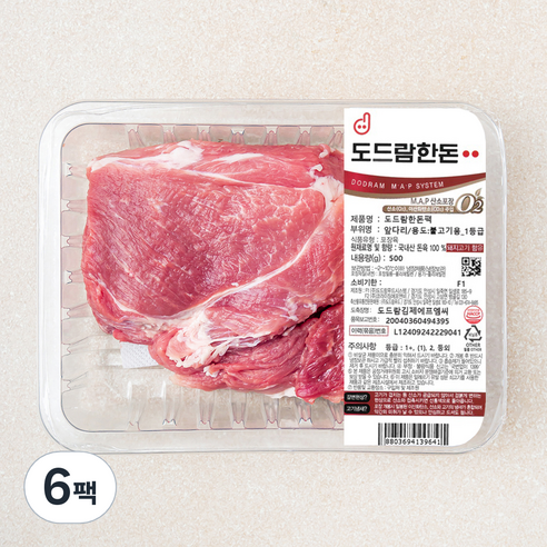도드람한돈 앞다리팩 불고기용 (냉장), 500g, 6팩