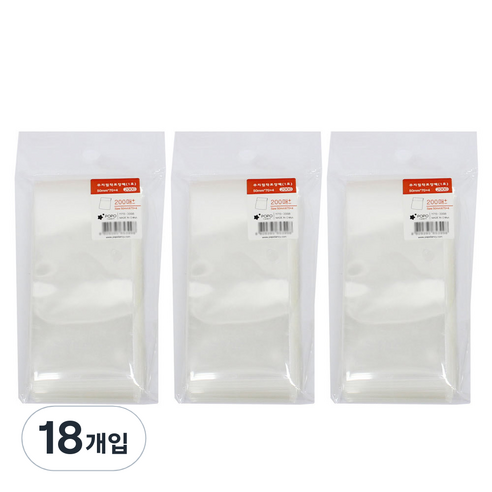 포포팬시 접착 무지 OPP 포장팩 1호 200p, 투명, 18개입