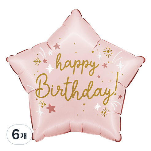 그라보벌룬 생일별 베이비핑크 은박풍선, 핑크, 6개