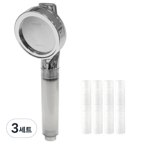 와토스 파워업 필터샤워기 + 필터 4p 세트, 3세트, 크롬