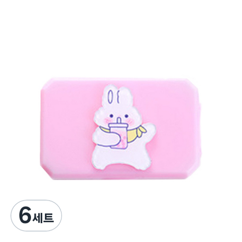 귀여운 캐릭터 아크릴 휴대용 컴팩트 렌즈통 케이스 세트, 08, 6세트