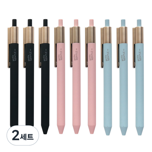 핑크풋 젠틀 중성펜 3종 x 3p세트 0.5mm, 블랙, 블루, 레드, 2세트