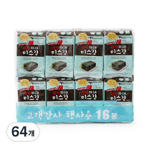 미스김 광천 파래 도시락김, 4g, 64개