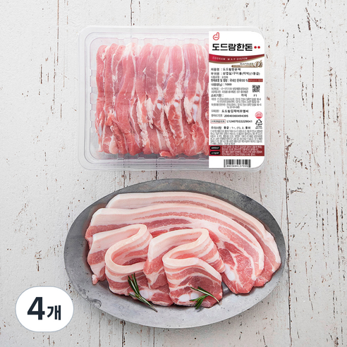 도드람한돈 삼겹살 구이용 (냉장), 1kg, 4개