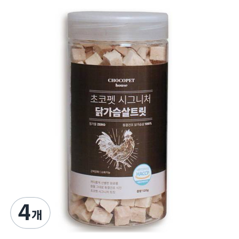 초코펫하우스 반려동물 시그니쳐 동결건조 간식, 닭가슴살, 120g, 4개