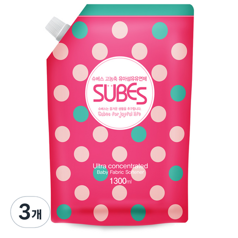 슈베스 고농축 유아 섬유유연제 리필, 1.3L, 3개