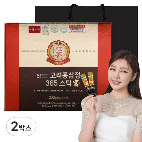 정원삼 6년근 고려홍삼정 365스틱 궁 30개입 + 쇼핑백, 300g, 2박스