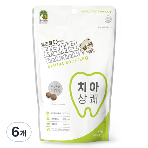 캐츠랑 고양이 저요저요 간식, 치아, 60g, 6개