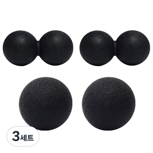 에어서핑 지압 마사지볼 싱글 2p + 땅콩 2p 세트, 블랙, 3세트